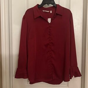 NWT Soft Surroundings PXL Rich Red poet Blouse
